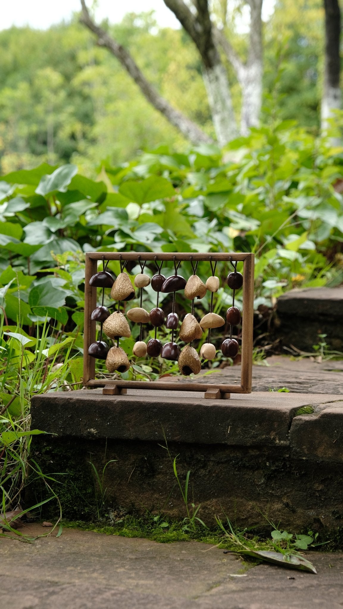 "The Fruit Bell Harp" - Vertical Seed Sound Sculpture & Zen Lyre - Yunicrafts
