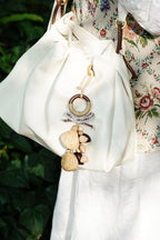 "The Garden Whisper" - Floral Ribbon & Wood Ring Natural Seed Charm - Yunicrafts