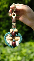 "The Gentle Breeze" - Handwoven Miniature Bamboo Fan & Nut Shell Charm - Yunicrafts