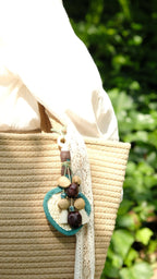 "The Gentle Breeze" - Handwoven Miniature Bamboo Fan & Nut Shell Charm - Yunicrafts