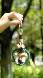 "The Gentle Breeze" - Handwoven Miniature Bamboo Fan & Nut Shell Charm - Yunicrafts
