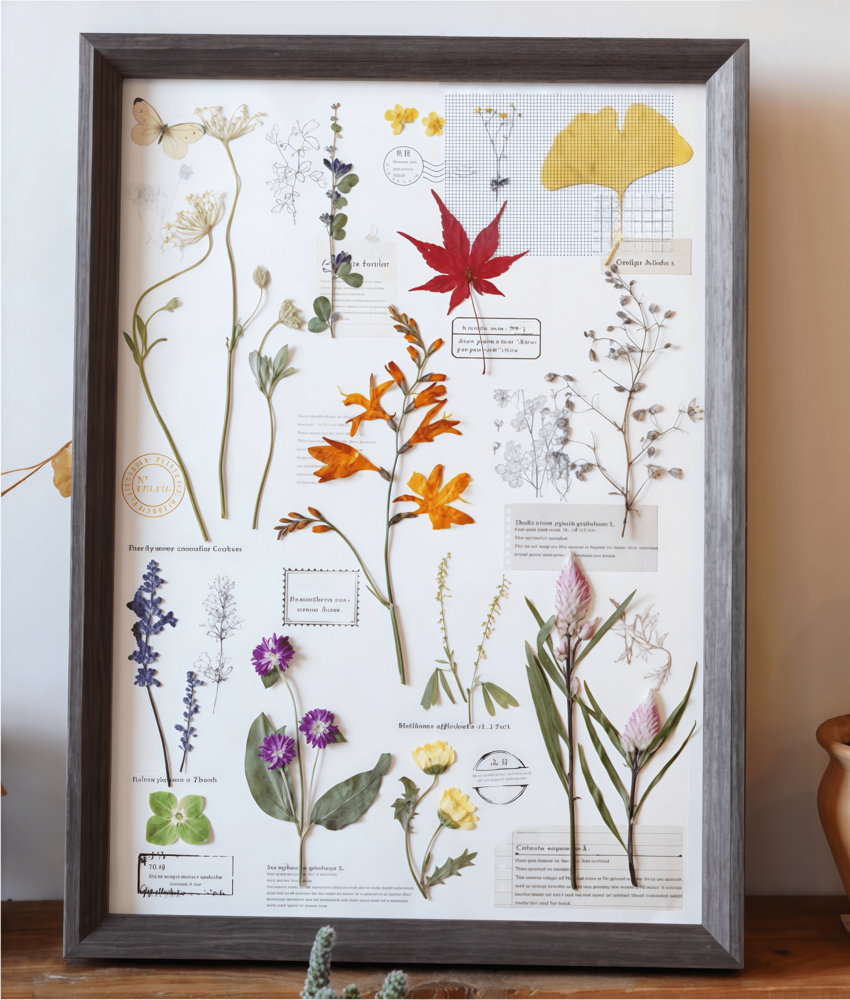 "The Grand Herbarium" - Large Real Pressed Fern & Flower Art (A3 Size) - Yunicrafts