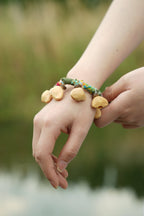 "The Happy Pistachio" - Hand - Braided Natural Shell Bracelet with Colorful Cord - Yunicrafts