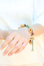 "The Happy Pistachio" - Hand - Braided Natural Shell Bracelet with Colorful Cord - Yunicrafts