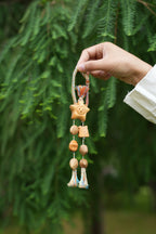 "The Happy Star" - Carved Wood Smiling Star & Toast Bag Charm - Yunicrafts
