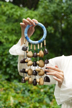 "The Indigo Rain" - Shibori Wrapped Ring & Cascading Shell Wind Chime - Yunicrafts