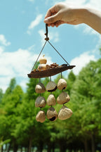 "The Lucky Gourd Ark" - Hanging Wind Chime with Painted Gourd & Seed Bells - Yunicrafts