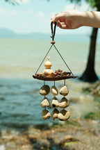 "The Lucky Gourd Ark" - Hanging Wind Chime with Painted Gourd & Seed Bells - Yunicrafts