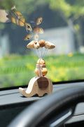 "The Lucky Gourd Rider" - Real Calabash & Wooden Elephant Car Ornament (Phone Stand) - Yunicrafts