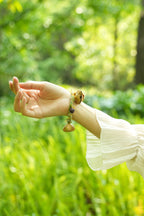 "The Meadow Dancer" - Yellow & Green Braided Bracelet with Natural Seed Bells - Yunicrafts