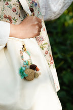 "The Mint Breeze" - Hand - Wrapped Tassel Charm with Rudraksha & Jade - Tone Bead - Yunicrafts