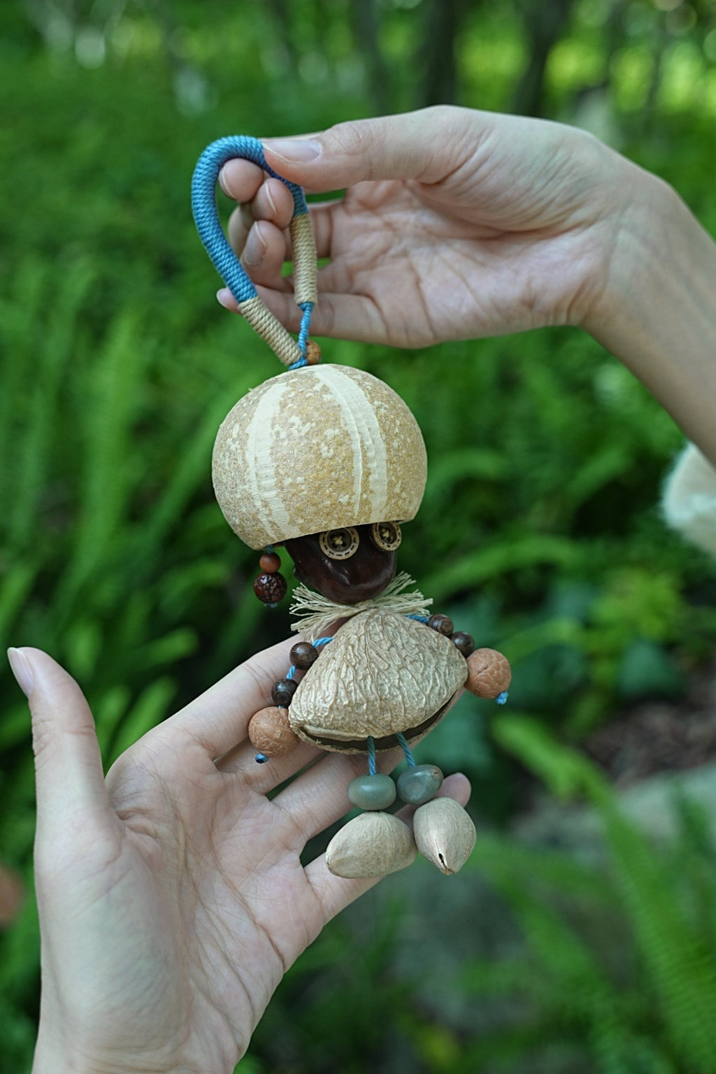 "The Mushroom Sprite" - Big - Head Nut Shell Doll with Button Eyes Charm - Yunicrafts