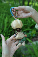 "The Mushroom Sprite" - Big - Head Nut Shell Doll with Button Eyes Charm - Yunicrafts