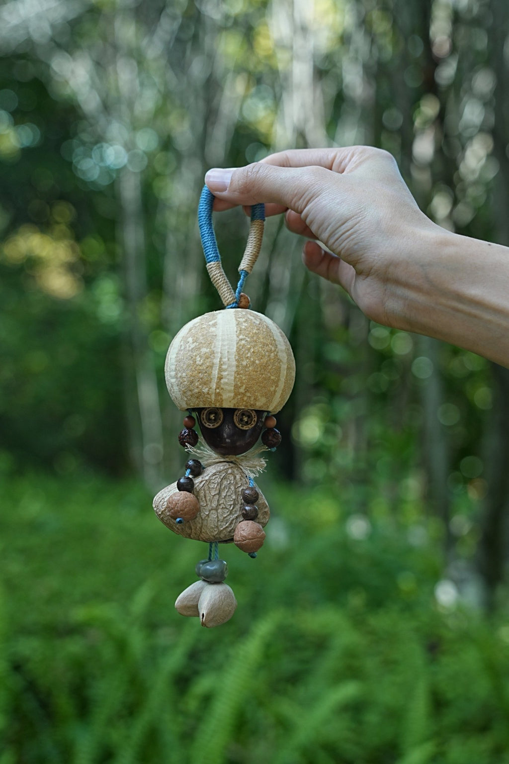 "The Mushroom Sprite" - Big - Head Nut Shell Doll with Button Eyes Charm - Yunicrafts