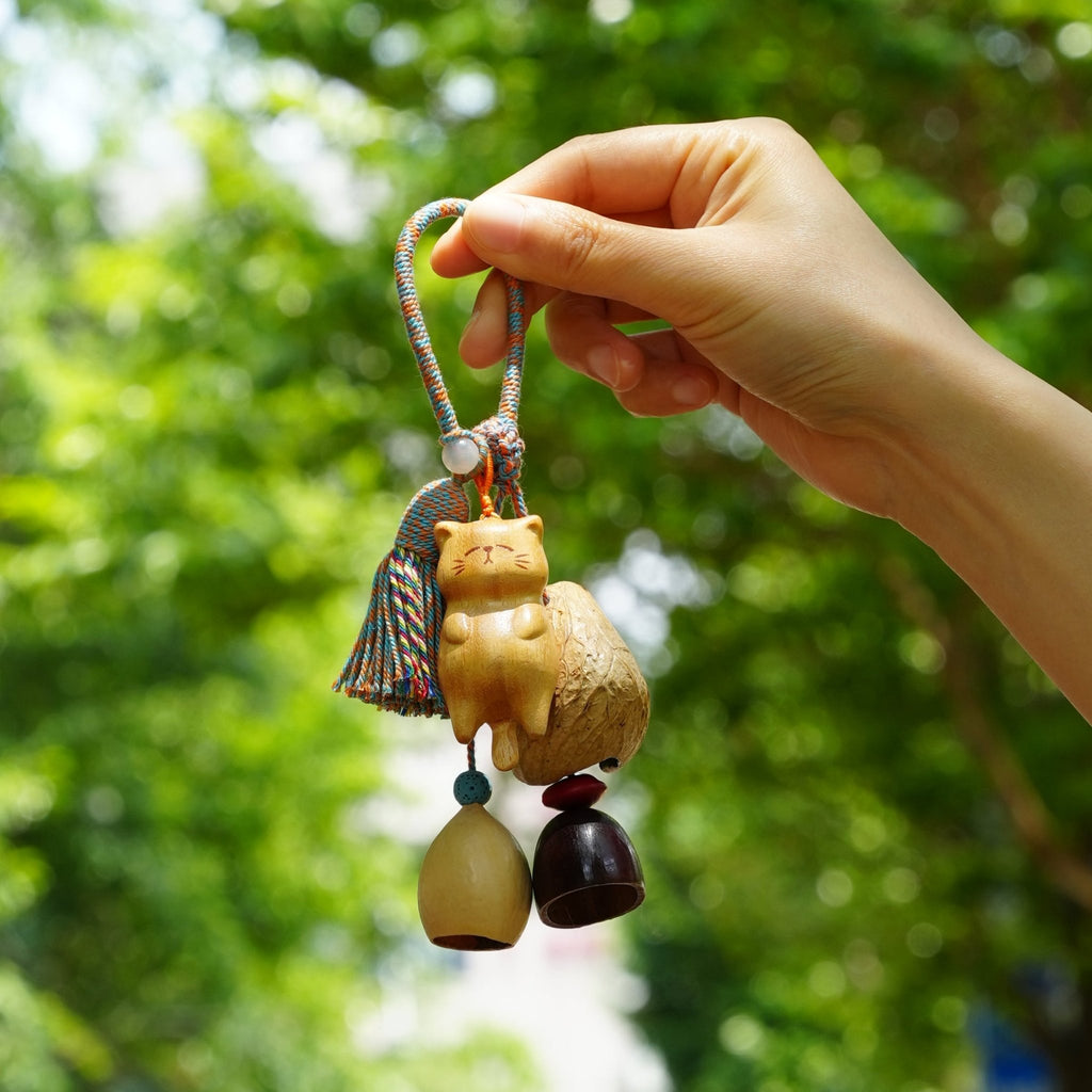 "The Naptime Kitty" Wood Cat Seed Charm - Yunicrafts
