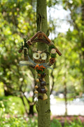 "The Owl's Forest Home" - Natural Wreath Wind Chime with Pinecone Owl & Floral Accents - Yunicrafts