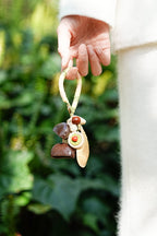 "The Pastel Picnic" - Hand - Wrapped Yarn Charm with Olive Detail & Seed Pods - Yunicrafts