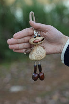 "The Polka Dot Monster" - Funny Big - Mouth Nut Shell Charm with Bow Tie - Yunicrafts