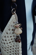 "The Polka Dot Monster" - Funny Big - Mouth Nut Shell Charm with Bow Tie - Yunicrafts