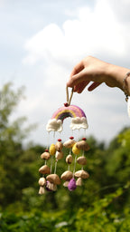 "The Rainbow Dream" - Handcrafted Felt Rainbow & Nut Shell Mobile Charm - Yunicrafts