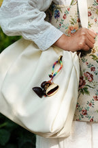 "The Rainbow Forager" - Rainbow Yarn Loop Charm with Natural Mushroom & Seeds - Yunicrafts