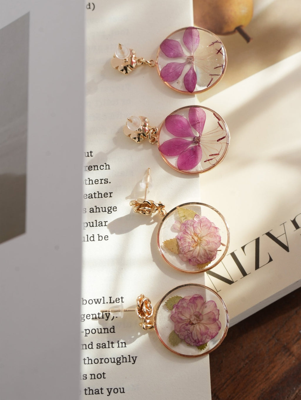 The Secret Garden" Pressed Flower Earring Sets - Sakura, Azalea & Lace Flower Bundles - Yunicrafts