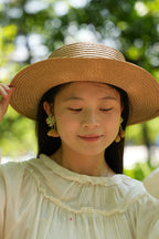 "The Spring Blossom" - Pastel Flower & Natural Seed Dangle Earrings - Yunicrafts