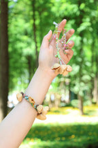 "The Spring Whisper" - Pastel Hand - Woven Bracelet with Nut Shell Bells - Yunicrafts