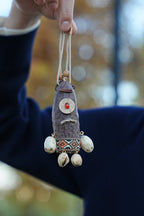 "The Tribal Cyclops" - Handcrafted Seed Pod Totem with Woven Belt & Single Eye - Yunicrafts