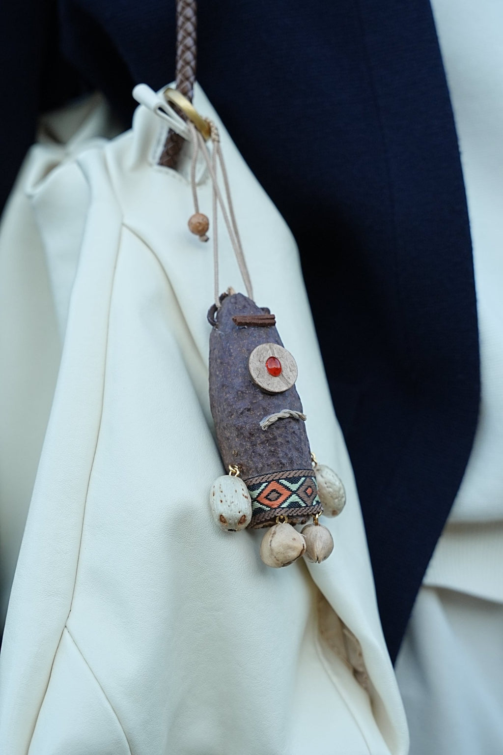 "The Tribal Cyclops" - Handcrafted Seed Pod Totem with Woven Belt & Single Eye - Yunicrafts