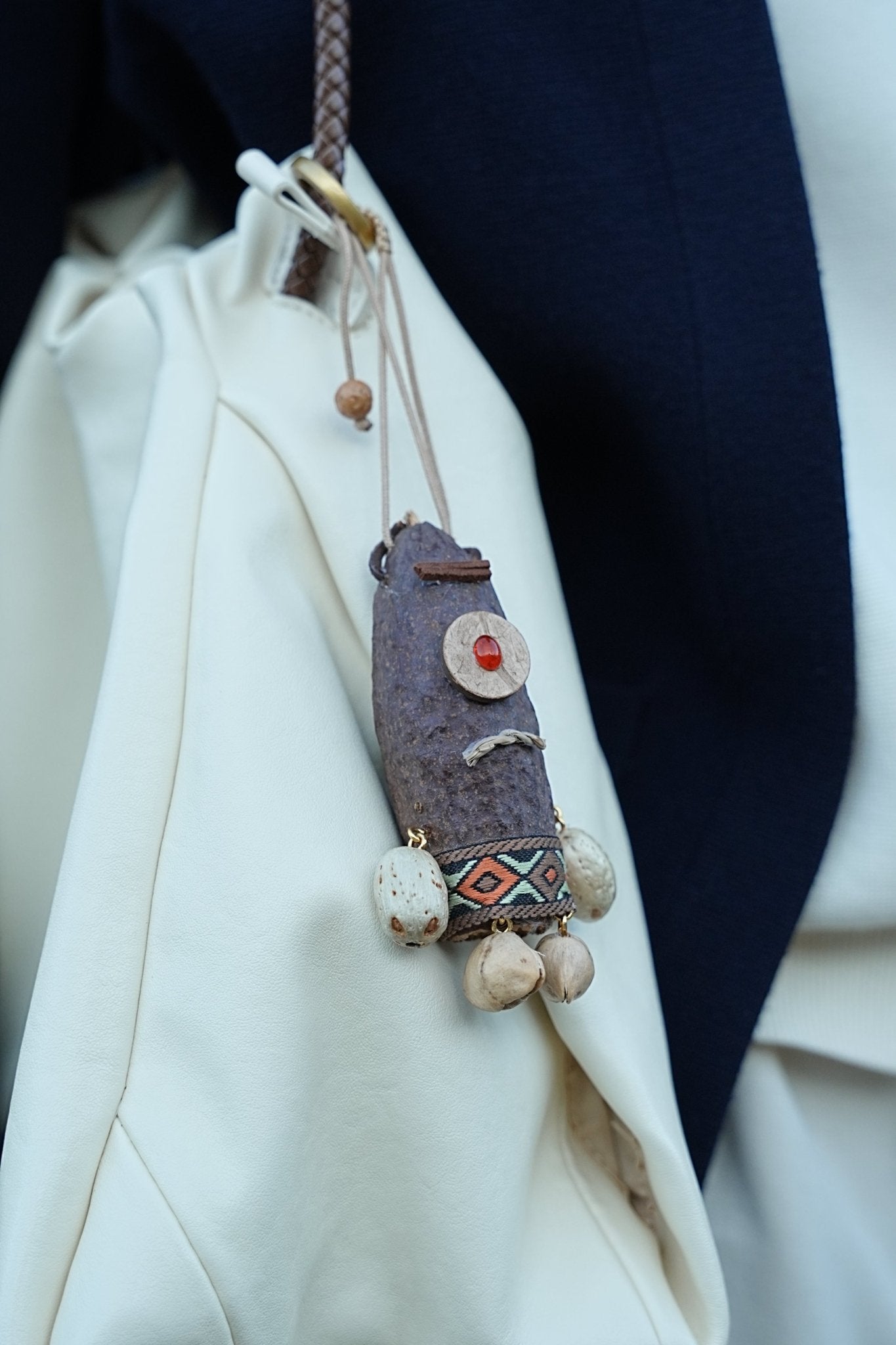 "The Tribal Cyclops" - Handcrafted Seed Pod Totem with Woven Belt & Single Eye - Yunicrafts