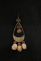 "The Tribal Echo" - Asymmetrical Hammered Bronze & Natural Seed Statement Earrings - Yunicrafts