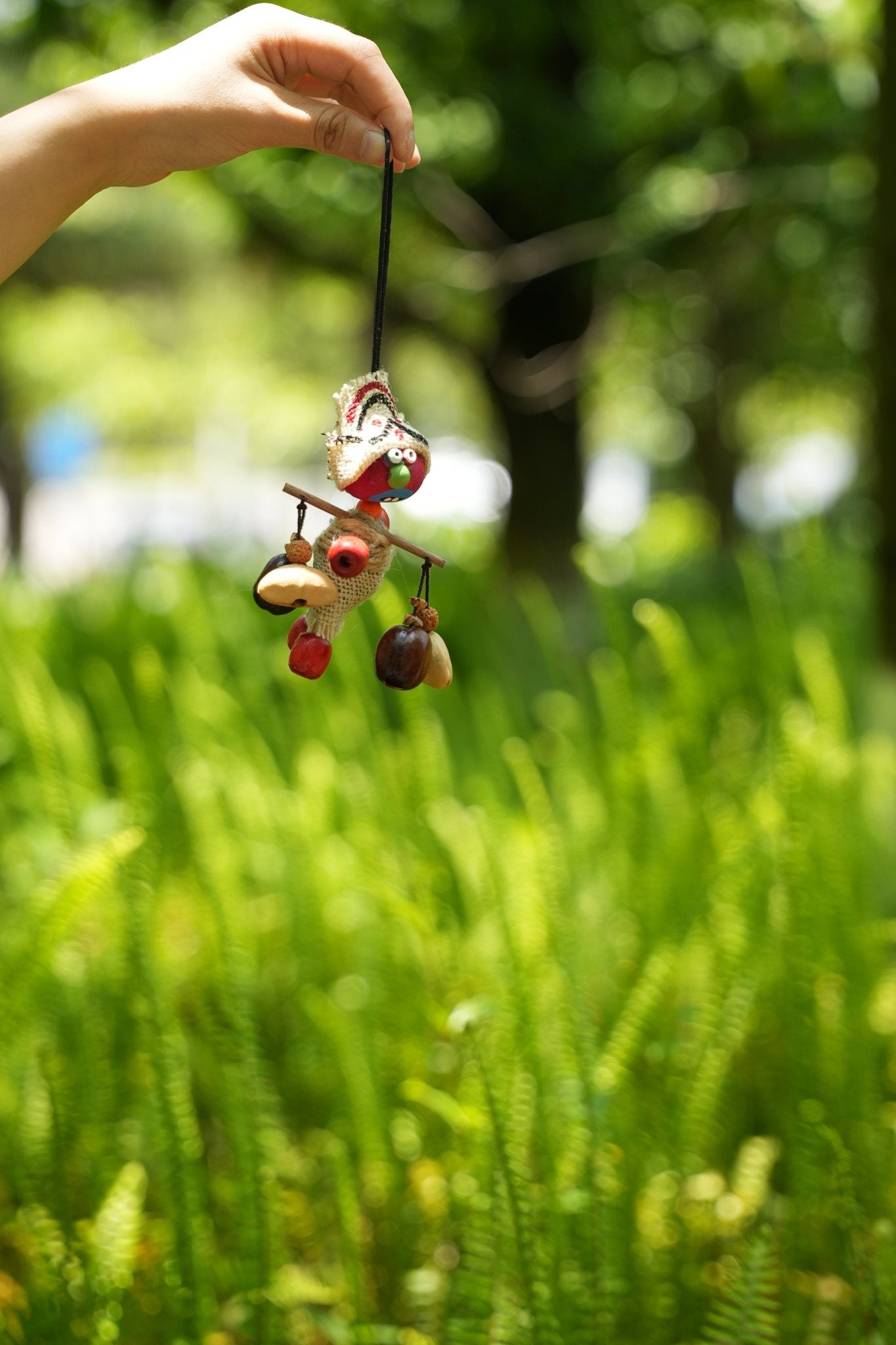 "The Tribal Nomad" - Handcrafted Burlap & Red Wood Folk Art Doll Charm - Yunicrafts