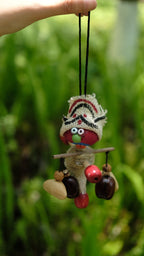 "The Tribal Nomad" - Handcrafted Burlap & Red Wood Folk Art Doll Charm - Yunicrafts