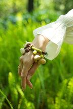 "The Tribal Vine" - Hand - Wrapped Natural Branch Bangle with Seed Charms - Yunicrafts