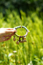 "The Tribal Vine" - Hand - Wrapped Natural Branch Bangle with Seed Charms - Yunicrafts