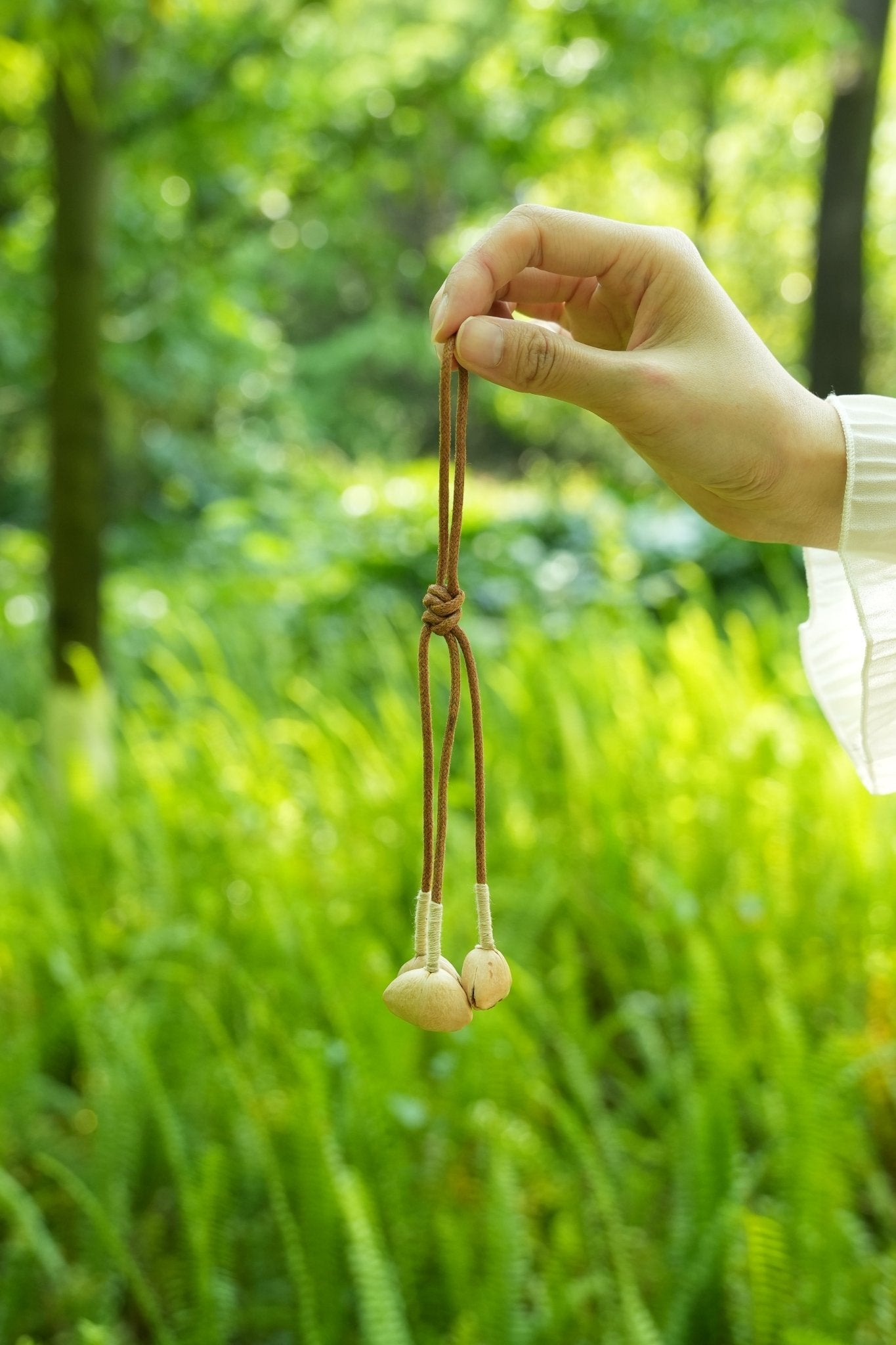 "The Twin Seeds" - Minimalist Suede Cord Strap with Natural Heart Pods - Yunicrafts