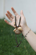 "The Woodland Braid" - Mixed Suede & Teal Cord Woven Necklace with Geometric Wood Beads - Yunicrafts