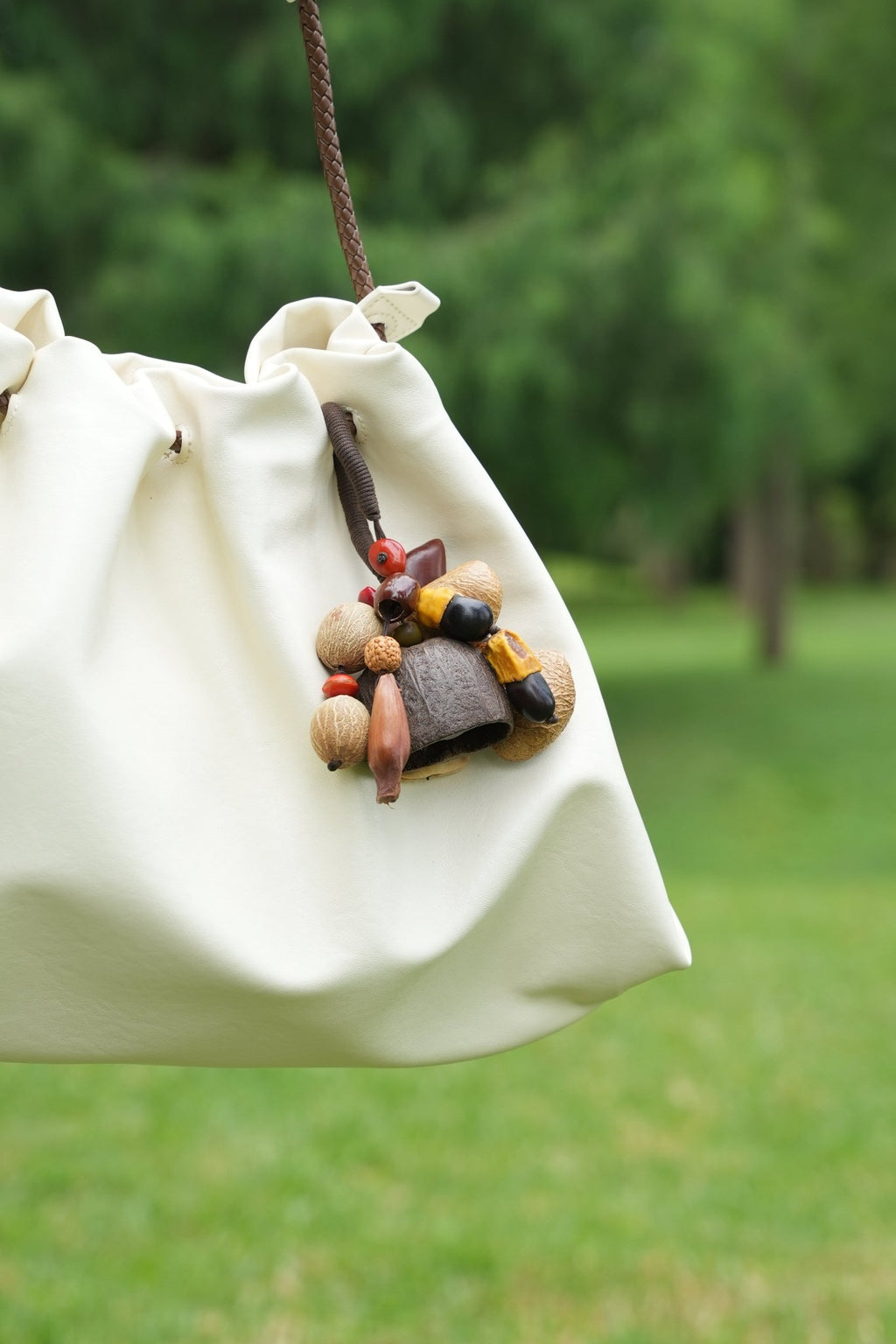 "The Woodland Harvest" - Mixed Forest Nut Cluster Charm with Lucky Red Seeds - Yunicrafts