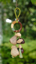"The Woodland Ring" - Hand - Wrapped Totem Hoop & Nut Shell Bag Charm - Yunicrafts