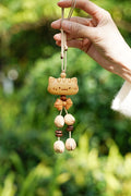 "The Woodland Tales" - Handcrafted Nut Shell & Wood Bag Charms (Cat, Bear, Sprite & Ring) - Yunicrafts