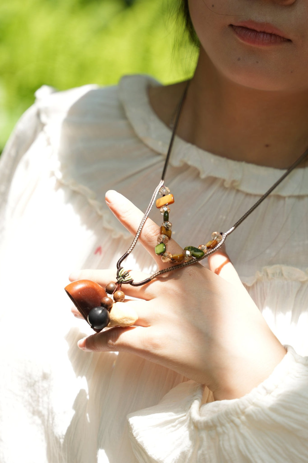 "The Woodland Tales" - Handcrafted Nut Shell & Wood Bag Charms (Cat, Bear, Sprite & Ring) - Yunicrafts