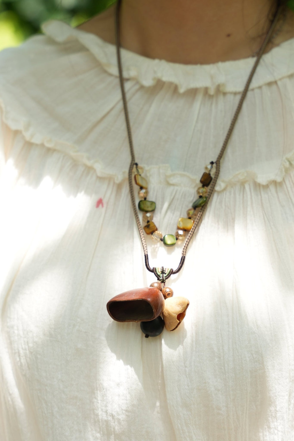 "The Woodland Tales" - Handcrafted Nut Shell & Wood Bag Charms (Cat, Bear, Sprite & Ring) - Yunicrafts