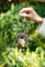 "The Woodland Tales" - Handcrafted Nut Shell & Wood Bag Charms (Cat, Bear, Sprite & Ring) - Yunicrafts