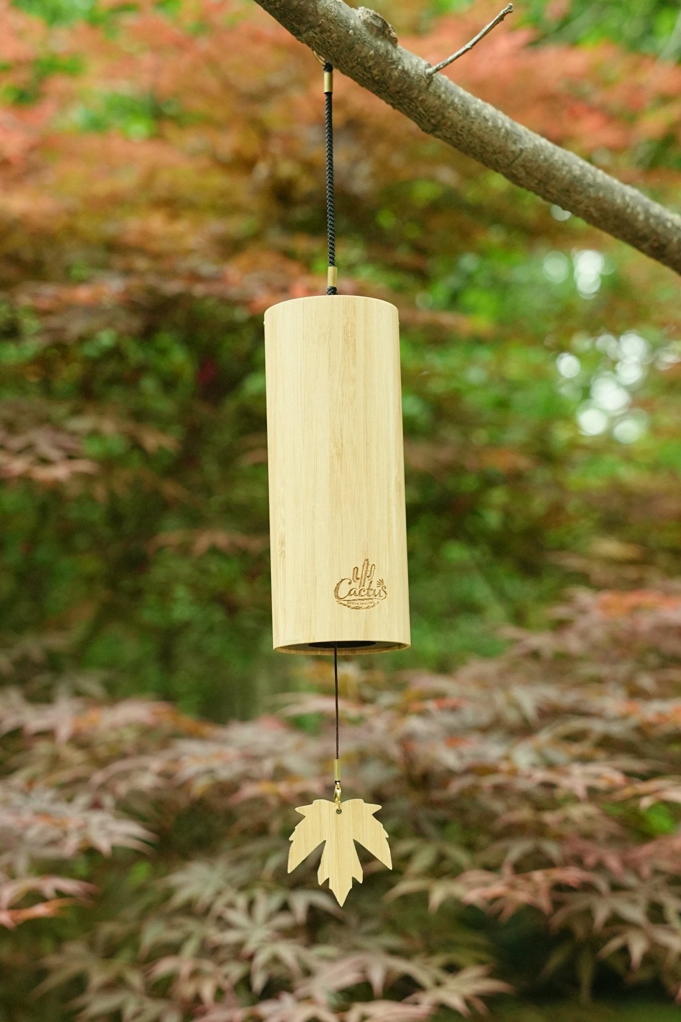 "The Zen Bamboo" - Handcrafted Natural Bamboo Wind Chime with Maple Leaf - Yunicrafts
