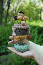 "The Zen Master" - Nut Shell Buddha Doll on Magnetic Lotus Base - Yunicrafts