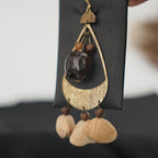 "The Tribal Echo" - Asymmetrical Hammered Bronze & Natural Seed Statement Earrings - Yunicrafts