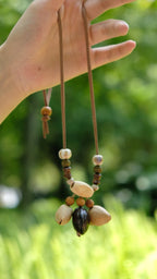 "Woodland Echo" Seed＆Wood Bead Necklace - Yunicrafts
