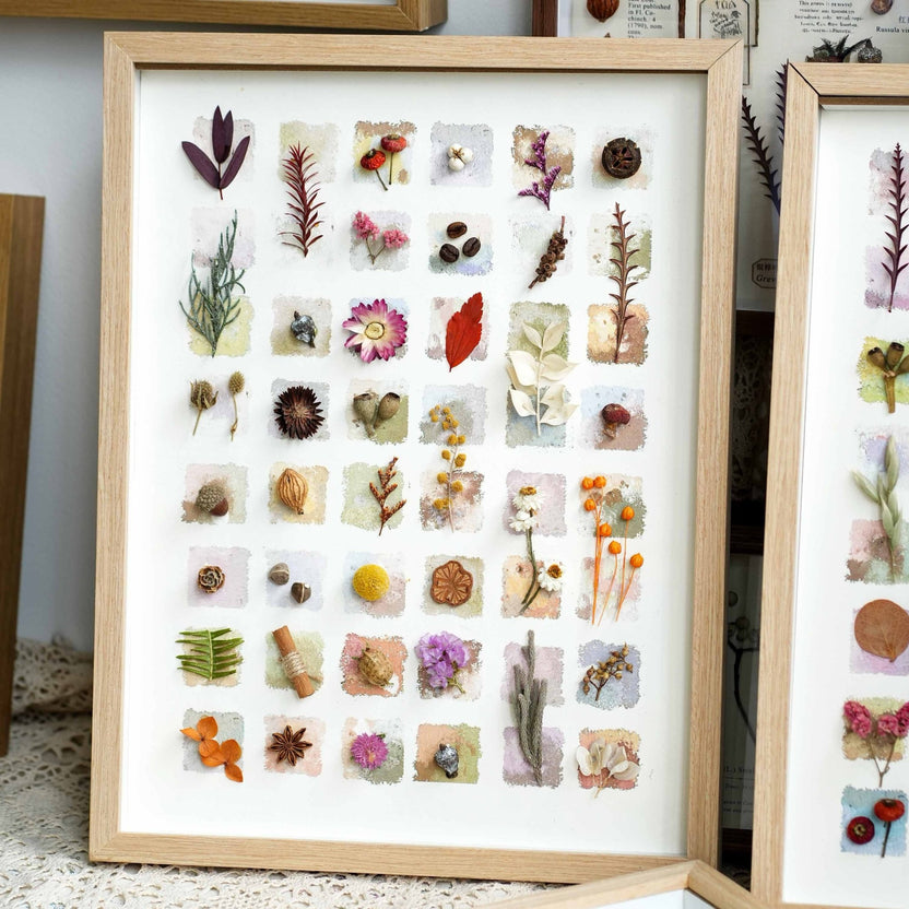 "O Grande Mosaico Botânico" - 48 - Grade Real Specimen Shadow Box Art (Extra Grande) - __Yunicrafts__