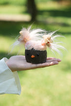 "The Bad Hair Day Monster" - Fuzzy Pink Nut Shell Doll with Pistachio Clips - Yunicrafts